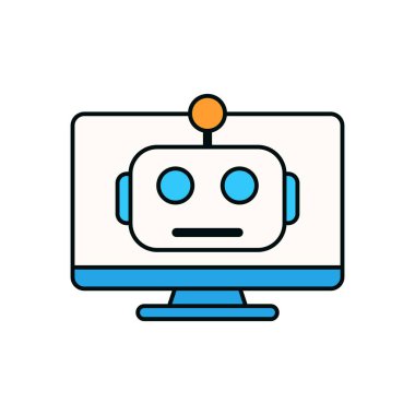 Teknoloji ve müşteri hizmetleri uygulamaları için robot kafalı modern yapay zeka sohbet robotu simgesi
