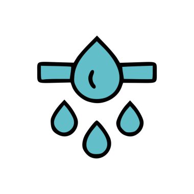 Temiz Su Akışı, Tesisat ve Tarım Sulama Sistemi 'ni temsil eden Basit Mavi Damlayan Su Çizimi