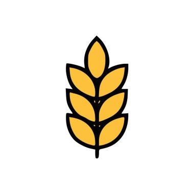 Yuvarlak Tahıl Şekli Parlak Sarı Buğday Sembolü ve Tarım ve Hasat Temsilcisi Kara Sınır