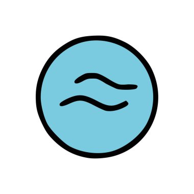 Mavi Dairesel Şekil ve Eğri Siyah Çizgilerle Basit Doodle Stili Su Akımı veya Rüzgâr Sembolü