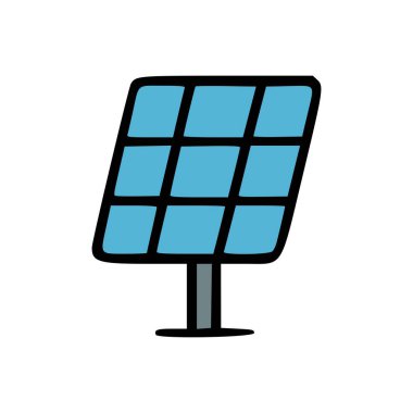 Mavi Izgaralı Temiz Enerji Güneş Paneli Tasarımı ve Beyaz Arkaplanda Minimalist Siyah Çerçeve