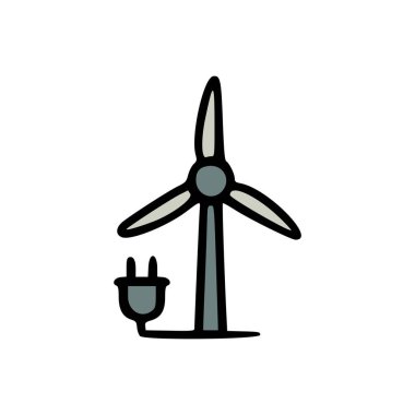 Temiz Elektrik ve Rüzgâr Güç Üretimi Simgesi Çevre dostu Enerji Konsepti