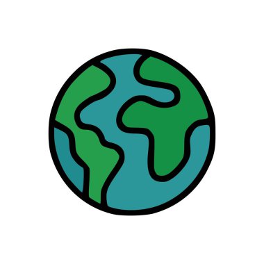 Küresel koruma, çevre eğitimi veya uluslararası kampanyalar için kullanılan düz tasarımda en küçük dünya haritası küresi