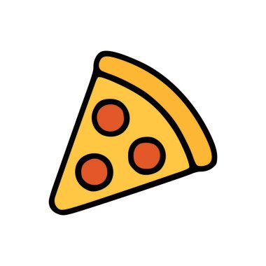 Minimalist Gıda Simgesi Üçgen Pizza Parçası Üç Kırmızı Daire ve Altın Kabuklu