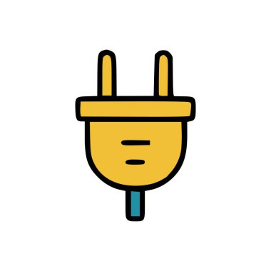 Sarı ve Mavi Renkli Elektrik Fişi Bağlantısının Basit Düz Tasarımı