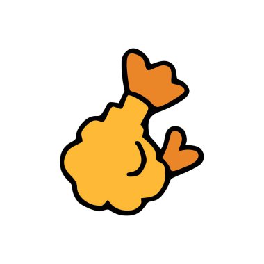 Elle çizilmiş kuyruklu kızarmış karidesler temiz beyaz arka planda izole edilmiş.