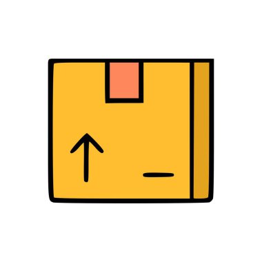 Lojistik, kurye servisi veya e-ticaret ambalaj kavramını temsil eden en küçük paket simgesi