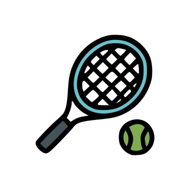 Kalın siyah çizgileri olan minimal tenis kıyafeti ikonu, yassı vektör tarzında modern spor tasarımı.