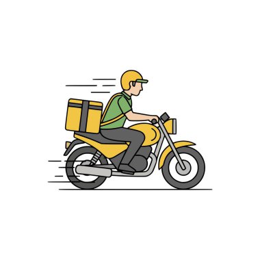 Güneşli bir günde, hızlı hareket eden bir kurye müşteri kapılarına sıcak siparişler getirmek için trafiği yönetir.