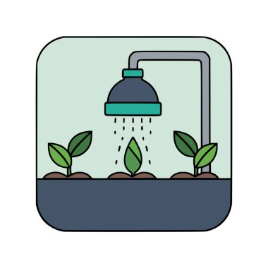 Otomatik sulama sistemiyle büyüyen küçük bitkilerin taşıyıcısı, tarım verimliliği, bitki büyümesi ve sürdürülebilir bahçıvanlık temaları için mükemmel