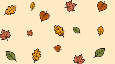 Mevsimlik dekorasyon için akçaağaç meşesi ve yeşil yapraklı renkli sonbahar yaprağı deseni