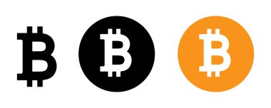 Bitcoin altın, Siyah ve Beyaz sikke. Bitcoin kripto para birimi sembolü beyaz arkaplanda izole.