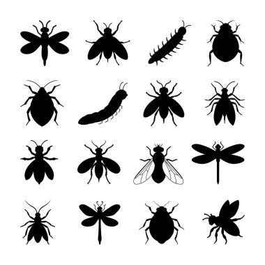 Böcek Siluetleri Koleksiyonu, Böcek Siluetleri Seti, Şirin Set Böcekleri Çizimleri