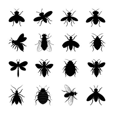 Böcek Siluetleri Koleksiyonu, Böcek Siluetleri Seti, Şirin Set Böcekleri Çizimleri