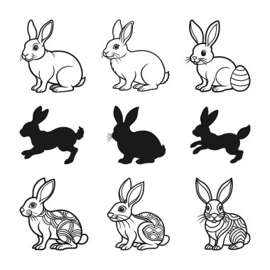 Paskalya Tavşanı Çizimleri Silueti