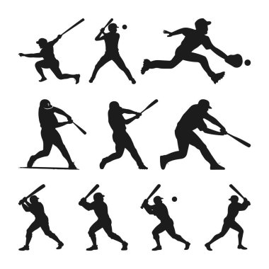 Beyzbol Eylemi Silüetleri, Beyzbol Oyuncusu Silueti Görüntü SVG