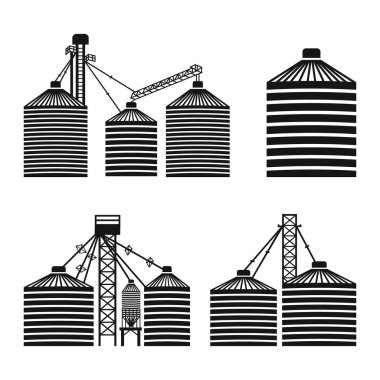Grain Bin SVG, Grain Silos Industrial, Feed Bin Silhouette, Grain Elevator SVG, Grain Bin Silhouette Vector Illustration, Farming SVG File