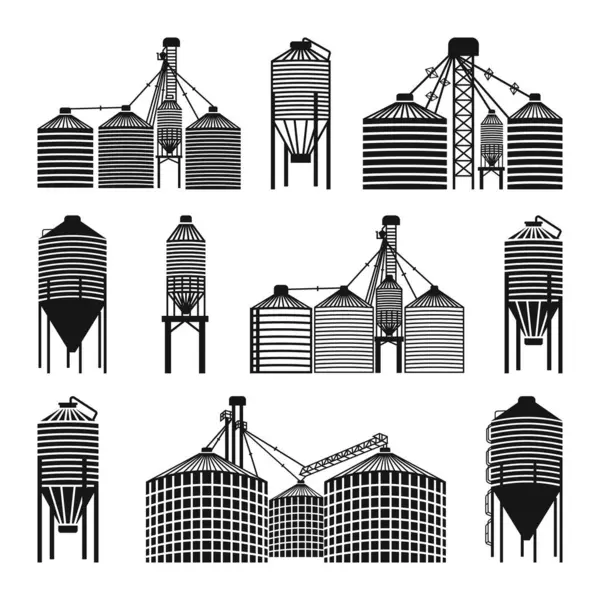 Grain Bin SVG, Grain Silos Industrial, Feed Bin Silhouette, Grain Elevator SVG, Grain Bin Silhouette Vector Illustration, Farming SVG File