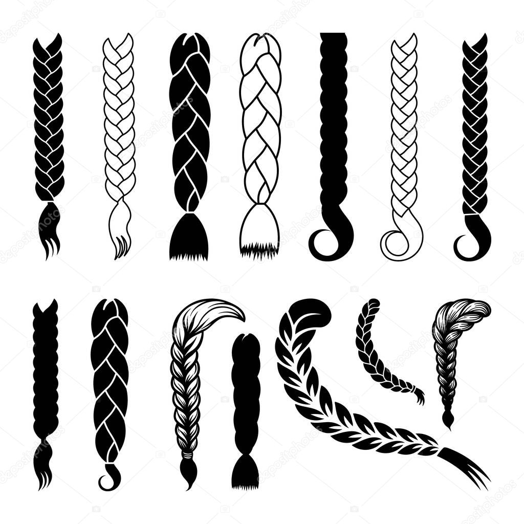 Hair Braided Silhouette, Hair Braided SVG, Braided Hair Vector, Fashion, Hair Braided Bundle Silhouette