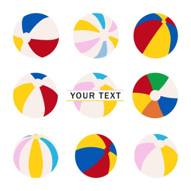 Renkli plaj topu illüstrasyon silueti, şişme plaj topu, plaj topu silueti SVG dosyaları, Summer Beach SVG vektörü