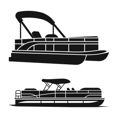 Pontoon Boat Set Siluetleri, Pontoon Bot SVG Dosyası, Lake Life Silhouette