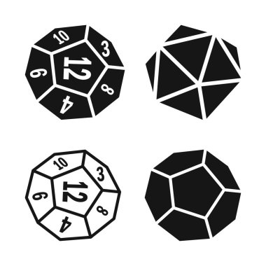Polyhedral Dice Set Silueti, 20 kenarlı zar silueti D20 Dice Isometric SVG, Dnd dice Svg, D4, D6, D8, D10, D12, D20,