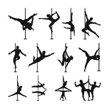 Polonyalı Dans Siluetleri, Polonyalı Dansçı SVG, Polonyalı Dansçı Svg, Egzotik Dansçı Silueti, Vektör İllüzyonu