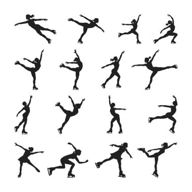 Figür Patenci Silueti, Artistik Patinaj SVG, Artistik Patinaj Pateni Silüet Şablonu,