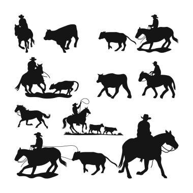 Kesici At Silueti, Kesici Bayan At Silueti, Batılı At İneği Svg, Kesen At Sürüsü, Kovboy Atı, Rodeo Sığır Sürücüsü SVG