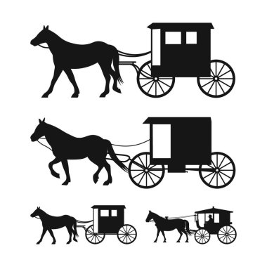 At Arabası Silueti, Arabalar ve Atlar Siluetleri, Amish At Arabası Svg, Amish Tüylü Siluet Kes Vektörü