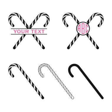 Şeker Çubuğu Silüeti, Şeker Çubuğu SVG Kesme Dosyası, çapraz şeker kamışı, çizgili düz vektör ikonlu Noel nane şekeri bastonu.