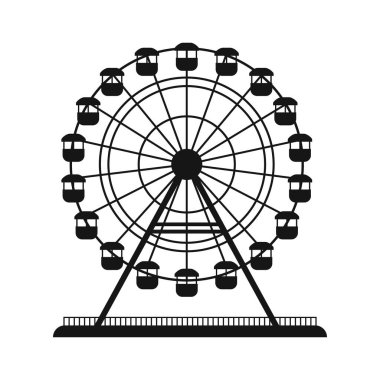 Dönme dolap vektör ikonu izole edildi. Dönme dolap silueti, dönme dolap grafiği SVG, dönme dolap silueti kesme dosyası, 