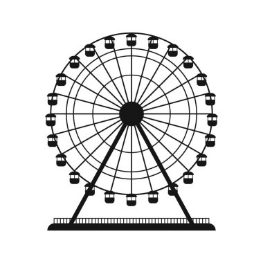 Dönme dolap vektör ikonu izole edildi. Dönme dolap silueti, dönme dolap grafiği SVG, dönme dolap silueti kesme dosyası, 