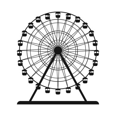 Dönme dolap vektör ikonu izole edildi. Dönme dolap silueti, dönme dolap grafiği SVG, dönme dolap silueti kesme dosyası, 