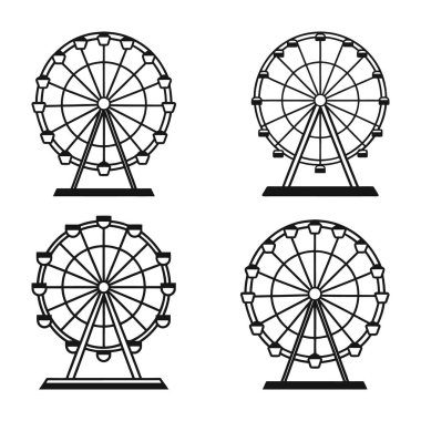 Dönme dolap vektör ikonu izole edildi. Dönme dolap silueti, dönme dolap grafiği SVG, dönme dolap silueti kesme dosyası, 