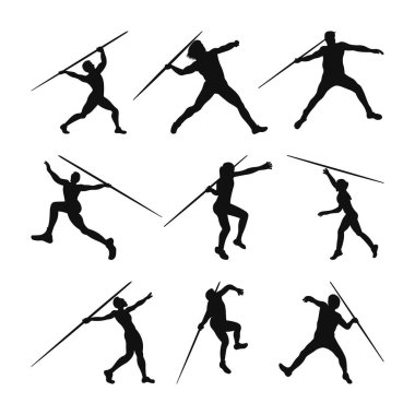 cirit at siluet atletler, cirit at siluet siluet vektör ilüstrasyonu beyaz arka planda