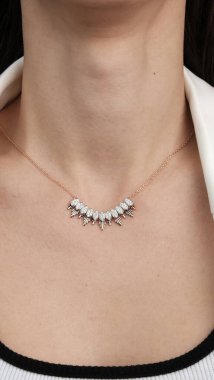 Gümüş, altın, elmas, değerli taşlar gibi şık mücevherler..