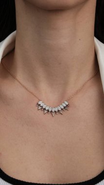 Gümüş, altın, elmas, değerli taşlar gibi şık mücevherler..