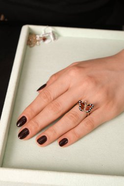 Gümüş, altın, elmas, değerli taşlar gibi şık mücevherler..