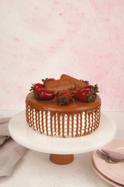 Beyaz Arkaplanda Renkli Meyveli Kek