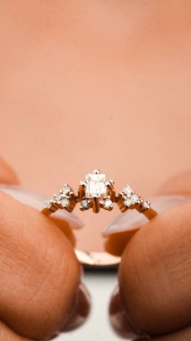 Altın Küpeli Güzel Elmas Küpe