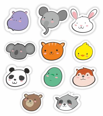 Sevimli hayvan kafası çıkartmaları.