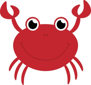 Çizgi film tarzında şirin kırmızı yengeç.