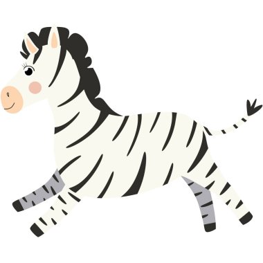 Çizgi film tarzında zebra karakterinin vektör illüstrasyonu