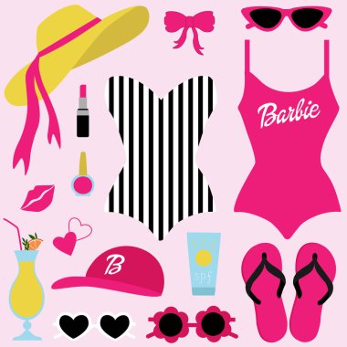 Barbie plaj aksesuarlarıyla vektör seçimi