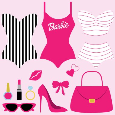 Barbie plaj aksesuarlarıyla vektör seçimi