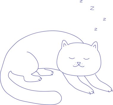 Uyuyan kedi çizimi. Uyu kedicik.
