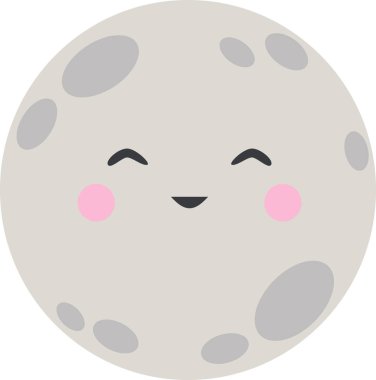 Çizgi film tarzında gülen yüzlü şirin ay.