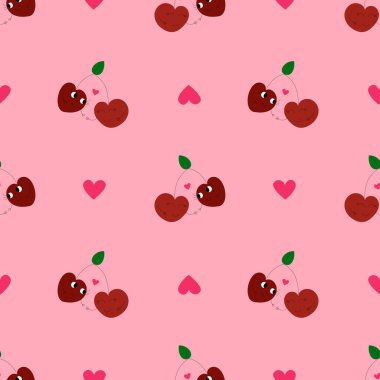 Tatlı karikatür kirazları pürüzsüz desen