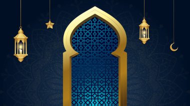 Mavi temalı İslami Kurban ve Ramazan arkaplan tasarımı